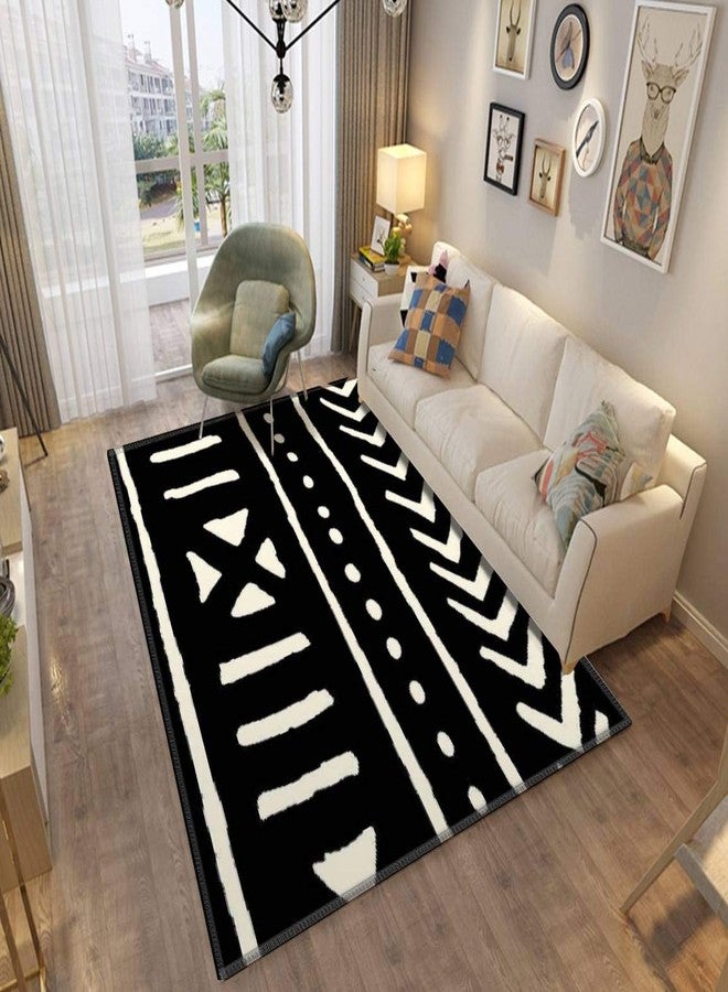 ZOANIML African Mud Cloth Black and White Area Rugs Non-Slip Floor Mat Doormats Home Runner Carpet for Bedroom Indoor Outdoor Kids Play Mat Nursery Throw Yoga Mat - Image 2